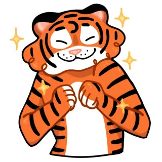 😊 366b1510 老虎, 动物, 快乐, 可爱, 闪亮, 卡通 telegram sticker