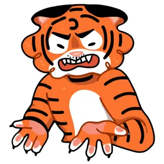 😾 84ed6a07 老虎, 卡通, 动物, 橙色, 贴纸, 角色, 毛茸茸 telegram sticker
