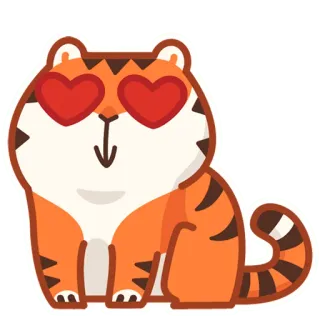 😍 ffd02d23 hổ, động vật, tình yêu, mắt trái tim, dễ thương, hoạt hình, có sọc, mèo telegram sticker