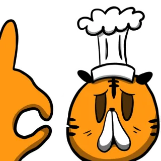👌 2358920b chef tigre, cozinhar, gesto OK, desenho animado, animal, ilustração telegram sticker