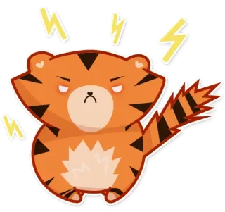 😡 6614bd19 호랑이, 만화, 동물, 귀여운, 화난, 번개 telegram sticker