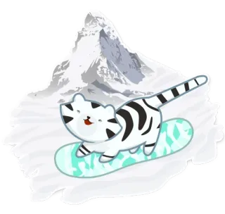 🏄 b8123e21 스노우보드, 고양이, 산, 눈, 겨울, 스포츠, 귀여운, 동물 telegram sticker