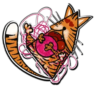 😍 81c31d0f gatto, cartone animato, filato, giocoso, carino whatsapp sticker