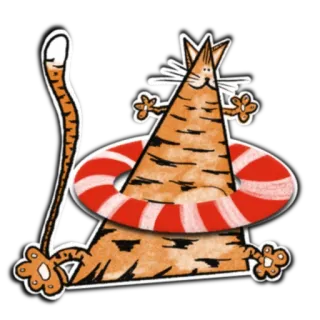 🙋‍♀️ c9d63bef gatto, cartone animato, arancione, salvagente, nuoto, estate whatsapp sticker