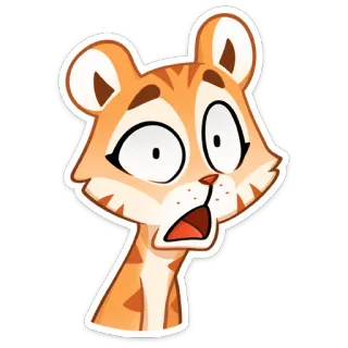 🐅 4d68df87 kot, zaskoczony, zszokowany, przestraszony, kreskówka, zwierzę, wyraz, pomarańczowy telegram sticker