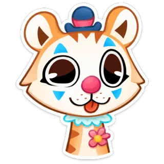 🐅 7b8da2ec zwierzę, kot, klaun, słodki, kreskówka, naklejka telegram sticker