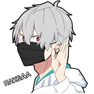 👋 dd468e0a ПАКЕДА アニメ, マスク, 少年, 漫画, 白髪 telegram sticker