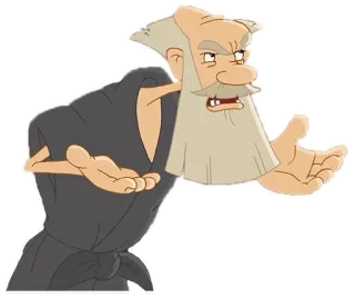 😡 749299a5 Cartoon, Alter Mann, Figur, Graue Haare, Robe telegram sticker