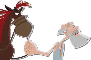 🤠 f34e84cf Cartoon, Mann, Pferd, Figur, Animation telegram sticker