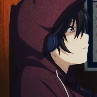 🔥 b48d3d3b Аниме, Парень, Толстовка, Наушники telegram sticker