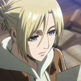 🌟 5aff260c Annie Leonhart Attack on Titan 애니메이션, 소녀, 금발 머리, 애니, 진격의 거인 telegram sticker