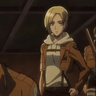 🌟 f3f4e17a Annie Leonhart Attack on Titan 애니메이션, 군대, 제복, 캐릭터, 소녀, 금발 telegram sticker