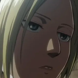 🌟 fbdb7d17 Annie Leonhart Attack on Titan 애니메이션, 캐릭터, 금발, 여성, 무표정, 진지한 telegram sticker