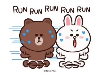 🏃 944ba82a RUN RUN RUN RUN RUN ランニング, クマ, ウサギ, 運動, 漫画, かわいい, アニメ, 汗 telegram sticker