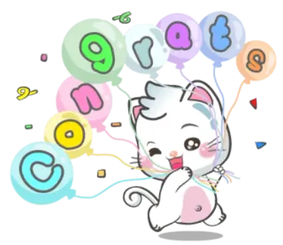 🎉 0a2ca488 congrats félicitations, mignon, kawaii, célébration, chat whatsapp sticker