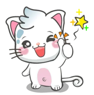 👍 2970aa06 chat, mignon, kawaii, autocollant, dessin animé, clin d'oeil, animal whatsapp sticker