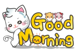 😊 2b5653ba Good Morning bonjour, chat, soleil, salutation, mignon, adorable, animaux whatsapp sticker