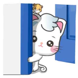 🙄 a0122fee chat, dessin animé, mignon, porte, hamster whatsapp sticker
