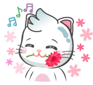 🌺 ed2f397d chat, mignon, fleur, musique, sticker, dessin animé, animal whatsapp sticker