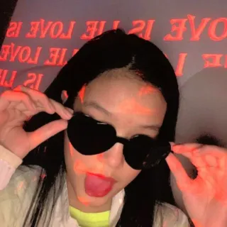 ☁️ 0828abb0 LOVE IS THE LOVE IS THE mulher, óculos de sol, retrato, amor telegram sticker