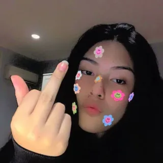 ☁️ 1402140d dedo do meio, ofensivo, gesto, mulher telegram sticker