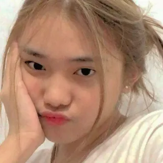 ☁️ 6412645c retrato, menina, mulher jovem, rosto, mão no rosto telegram sticker