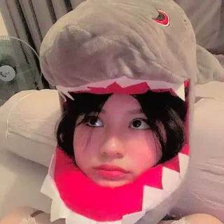 ☁️ b2746016 Tubarão, Chapéu, Menina, Fofo, Retrato telegram sticker