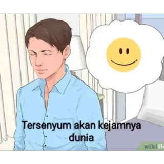 😌 0801de97 Tersenyum akan kejamnya dunia nụ cười, lạc quan, tích cực, thế giới, tiếng Indonesia, suy nghĩ, wikihow telegram sticker