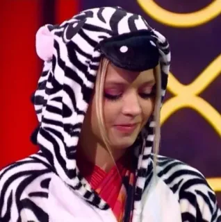 🌟 94776aff zebra, animal, fantasia, kigurumi, loira, mulher telegram sticker