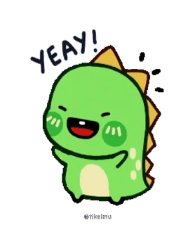 🥳 a04efc6c YEAH! ไดโนเสาร์, น่ารัก, การ์ตูน, มีความสุข, การเฉลิมฉลอง, เบิกบาน, สัตว์ telegram sticker