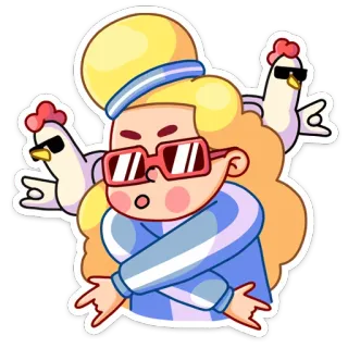 😔 d41c1284 만화, 캐릭터, 안경, 닭, 멋진, 포즈 telegram sticker