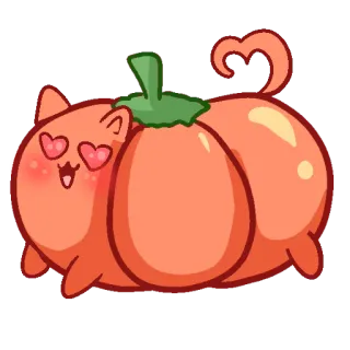 😍 03afcf7a кот, тыква, милый, глаза-сердечки, животное, хэллоуин telegram sticker