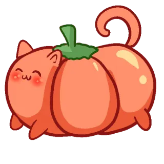 ☺️ 23d84af8 кот, тыква, милый, Хэллоуин, осень, осень, животное, котик telegram sticker