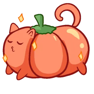 ✨ aadab140 кот, фрукт, тыква, милый, оранжевый telegram sticker