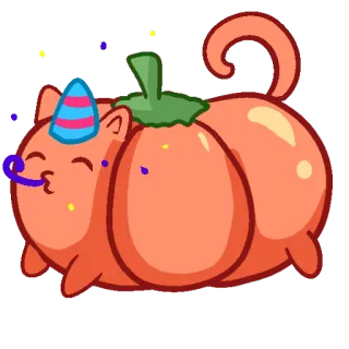 🥳 f5dfab88 кот, тыква, вечеринка, праздник, милый, животное telegram sticker