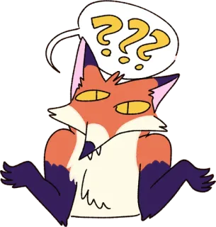 ❓ 759fdcae ??? キツネ, 混乱, 質問, 動物, アニメ, ミーム telegram sticker