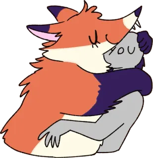 🤗 e2070386 キツネ, ハグ, 動物, 可愛い, 友情, 漫画 telegram sticker