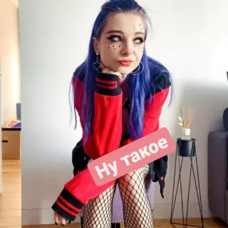 ☹️ 3175f269 Ну такое phụ nữ, cô gái, tóc tím, tất lưới whatsapp sticker