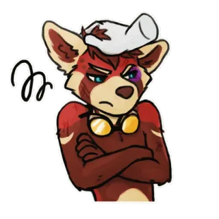 😒 206f8cd4 Furry, Tier, Cartoon, Bluterguss, Wütend, Roter Panda, Schutzbrille whatsapp sticker