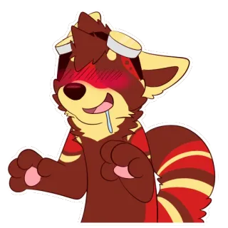 🤤 25d43a3a Furry, Anthropomorph, Roter Panda, Errötend, Süß, Cartoon whatsapp sticker