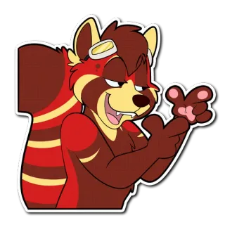 😏 68c2ee8f roter Panda, Fellwesen, Cartoon, Fingerpistole, zeigend, Tier, Geste whatsapp sticker