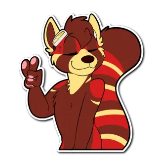 👌 6c0a0c1f roter Panda, Tier, Friedenszeichen, niedlich, Brille, Cartoon whatsapp sticker