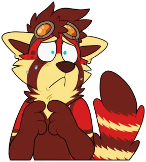 😨 77a62f95 roter Panda, Fellwesen, Cartoon, traurig, besorgt, ängstlich whatsapp sticker