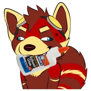 🤪 7a2be63d School Glue Kleber, Schule, Cartoon, Furry, Roter Panda, Tier, Spaß, Sticker whatsapp sticker