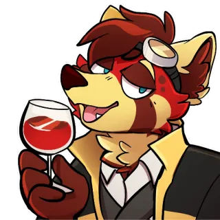 🍷 7ea945f0 Furry, Anthropomorph, Tier, Roter Panda, Wein, Trinken, Cartoon whatsapp sticker