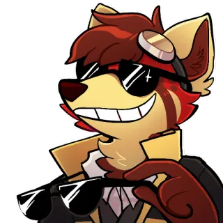 🕶 859fdaf1 Fellwesen, Anthropomorph, Sonnenbrille, Fliegerbrille, Cartoon, Roter Panda whatsapp sticker