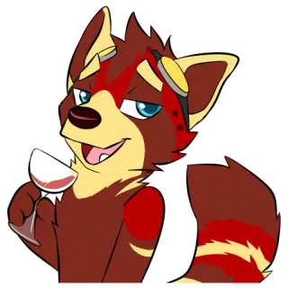 😌 90110d22 Furry, Anthro, Fuchs, Wein, Trinken, Cartoon whatsapp sticker