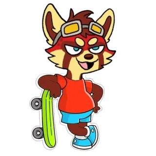 🛹 909f9932 roter Panda, Skateboard, Cartoon, Tier, Fell, Anthropomorph, Skater whatsapp sticker