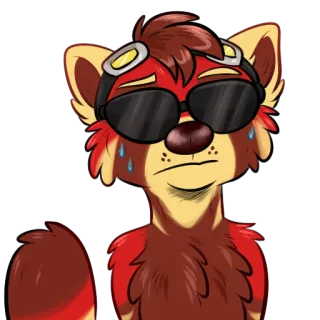 🕶 a49d11e7 roter Panda, Furry, Cartoon, Anthropomorph, Tier, schwitzend whatsapp sticker