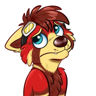 😔 a755d68f Furry, Tier, Traurig, Cartoon, Figur, Gelb, Rot whatsapp sticker